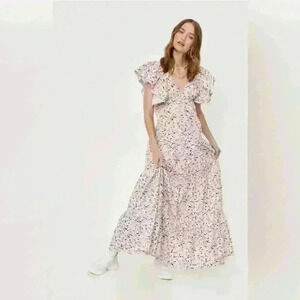 NWT Nasty Gal, Floral Print Ruffle Detail Maxi Smock Dress, Woman’s Size 6